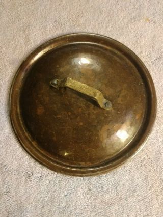 Vtg.  Hammered Copper/brass Handle Lid Cover 7.  25 " Pot Pan