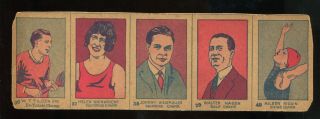 1926 W512 Strip Cards Uncut Sheet Sports W/ Walter Hagen Golf Wt Tilden Tennis,
