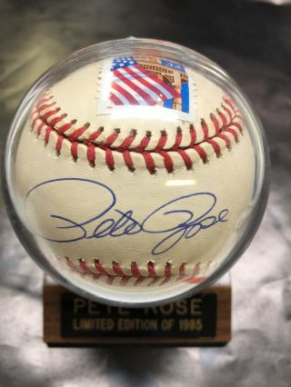 Pete Rose Signed Rawlings Limited Edition Baseball Postmarked 9/11/97
