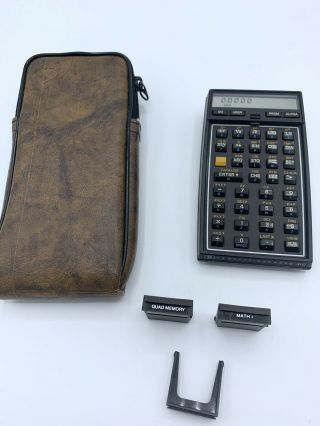 Hewlett Packard Hp - 41c Calculator W/ Case,  Quad & Math 1 Module