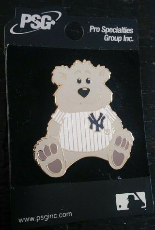 Mlb Ny York Yankees Teddy Bear Team Logo Collectible Psg Enamel Pin Rare