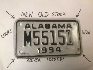 Vintage Alabama Motorcycle License Plate Nos Never Issued 1994 M 55151