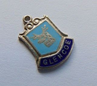 Glencoe - Scotland - Vintage Silver Travel Shield Bracelet Charm.