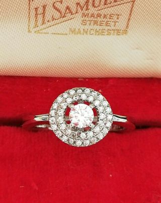 Ad095 Art Deco Vintage 18k White Gold Plated White Sapphire Round Cushion Ring P