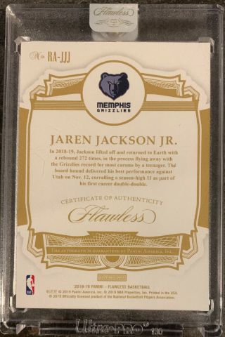 Jaren Jackson Jr 2018 - 19 Flawless Rookie Autographs RC Auto ed 11/25 Grizzlies 2