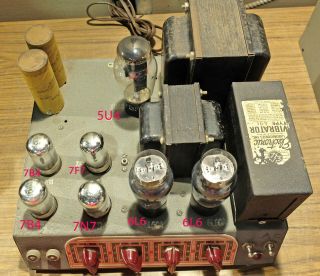 1947 Masco MC - 25P 3 Channel 7 Tube Amplifier - 6L6,  6L6,  7B4,  7B4,  7N7,  7F7,  5U4 2