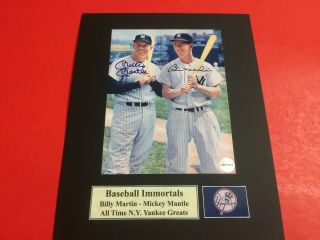 Mickey Mantle And Billy Martin Signed 5x7 Photos W/ Certificate Of Authenticity