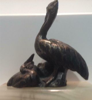 Bronze Pelican And Chick Siggy (siegfried) Puchta (german/canadian,  B.  1933)