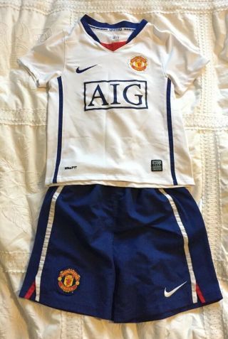 Vintage Boys Manchester United Football Shirt And Shorts