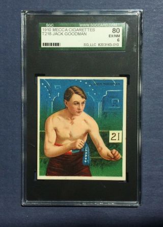 Higher Grade 1910 T218 Mecca Boxing Boxer Card - Jack Goodman Sgc 80 - 6