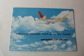 Northwest Orient Airlines Welcome Aboard Dc - 8c Jet Promotion Brochure 1960s