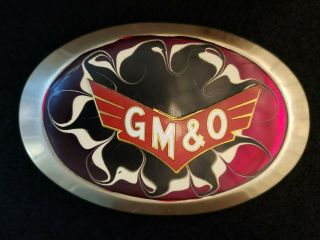 Vintage Train Gm&o Gulf Mobile & Ohio Metal Steel Belt Buckle 3.  75 " X 2.  5 "