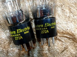 rare Western electric 272A meshplate low noise preamp tube.  Perfect Matched NIB 2