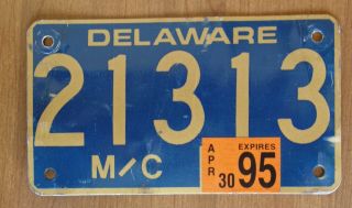 Delaware Motorcycle License Plate 1995