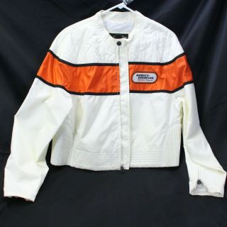 Harley Davidson Racing Colors Jacket White With Orange Stripe Nylon Women’s Xl