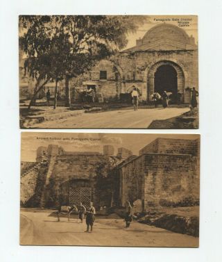 People,  Harbour Gate Famagusta Nicosia Cyprus,  2 Vintage Postcards By Foscolo