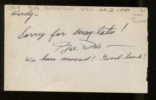 Bob Dro Signed Cut 3x5 Paper Autographed 1940 Indiana Hoosiers D:2006 56367