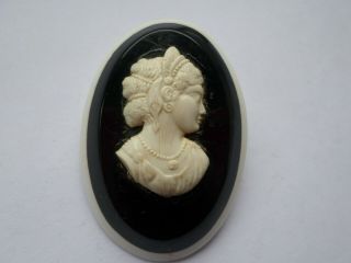 Vintage Circa Early 20th Century Faux Cameo Brooch - Possibly Celluloid