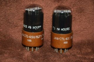 Tung - Sol Usa Jan - Ctl - 6su7gty Matched Pair Black Glass Brown Base Audio Tubes 2