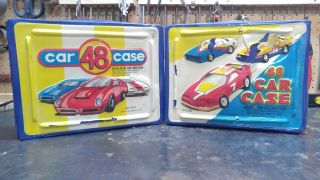 2 Vintage Tara Toys Die Cast Car Cases,  Holds 48 Each Hot Wheels & Matchbox 1/64