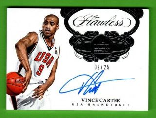 2017 - 18 Flawless Usa Basketball Autograph On Card Vince Carter Auto 2/25 (l)