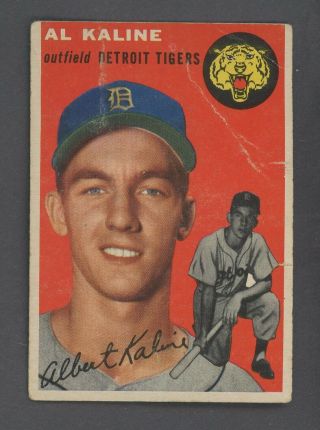 1954 Topps 201 Al Kaline Detroit Tigers Rc Rookie Hof W/ Crease