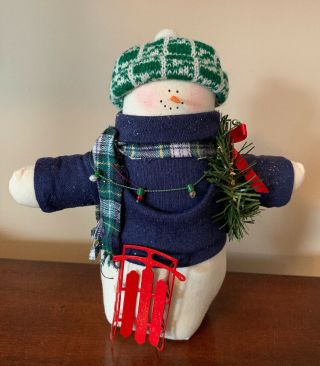 Vintage Collectable Creations Plush Hand Made Snowman 8 "