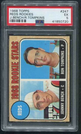 1968 Topps 247 Johnny Bench Reds Rookie Rc Psa 5 Ex