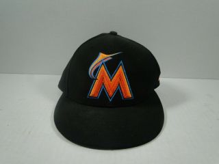 Marlins Era 59fifty 6 7/8 Fitted Cap Hat Black Orange Mlb