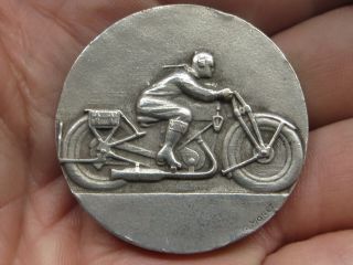 Vintage French Award Medal Bronze: Motorcycle Racing