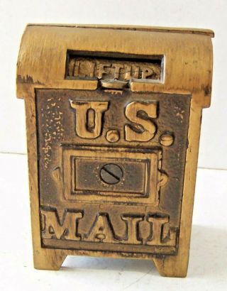 Vintage Metal U.  S.  Mail Lift Up Mailbox Still Coin Bank