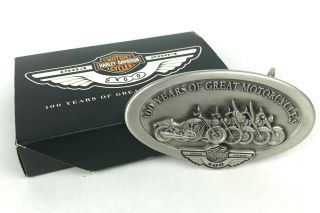 Harley Davidson 100th Anniversary Belt Buckle Limited Edition Made In Usa W/ Box