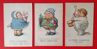 Vintage C.  Twelvetrees Christmas Postcards (3) Cute Children - Love The Pj 