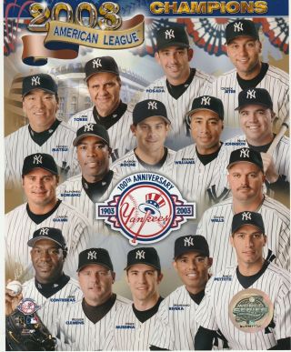 2003 Ny Yankees 8x10 Al Champion Collage Team License Photo File 100 Anniversary