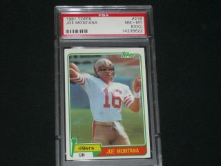 1981 Topps Joe Montana Rookie Card Rc 216 Psa 8 (oc) Nm - Mt