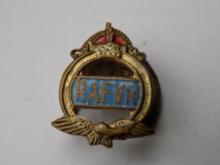 Vintage Ww2 Rafvr Royal Air Force Volunteer Reserve Enamel Lapel Badge