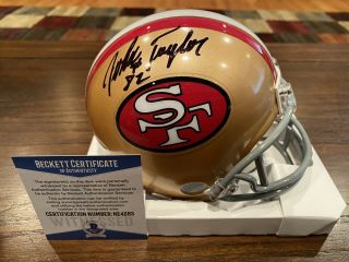 John Taylor Autographed San Francisco 49ers Throwback Mini Helmet Beckett 2