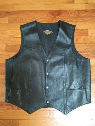 Harley Davidson Mens Vintage Leather Vest Xl Or Large L 48 Made In Usa Men 