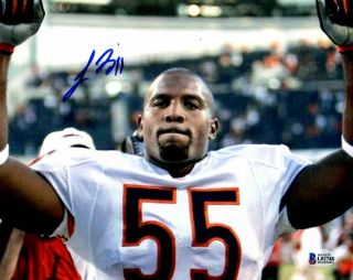 Beckett Lance Briggs Chicago Bears Autographed - Signed 8x10 Photo White Jersey