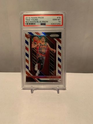 2018 - 2019 Trae Young Red,  White,  And Blue Prizm Rookie Psa 10 Atlanta Hawks 