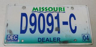 2004 Missouri Dealer License Plate