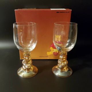 Japanese Vintage Winnie The Pooh Wine Glasses With Box Disney World