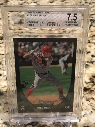 High End 2011 Bowman Draft 101 Mike Trout Rc Rookie Bgs 7.  5 W/ 8.  5 - 9 - 9.  5