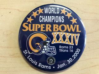 St Louis Los Angeles Rams Bowl Xxxiv Champions Button 2000