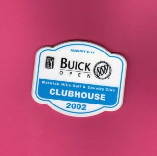 2002 Buick Open Clubhouse Badge - Pga Tour - Warwick Hills Mi,  Tiger Woods Champ