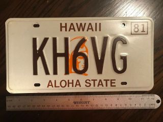 1981 Hawaii Ham Radio License Plate Tag Kh6vg Aloha State