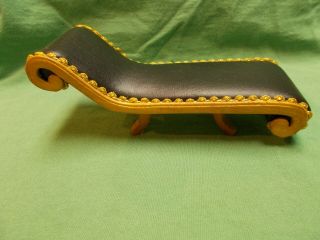 Vintage Name Leather Chaise Lounge For Dollhouse.  Koplin 1982 On Bottom