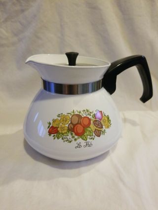 Vintage Mid Century Modern Corning Ware Spice Of Life Stove Top Tea/coffee Pot
