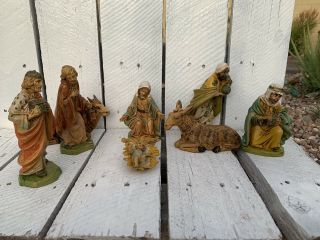 Vintage 9 Piece Lellos Christmas Nativity Set Hand Painted Resin Made In Italy
