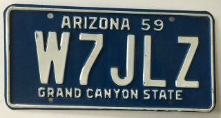 Arizona License Plate W7jlz Birth Year 1959